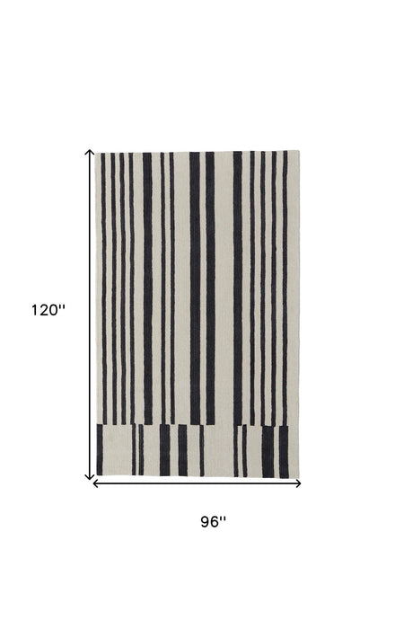 8' x 10' Wool Abstract Hand Tufted Area Rug - Ivory And Black
