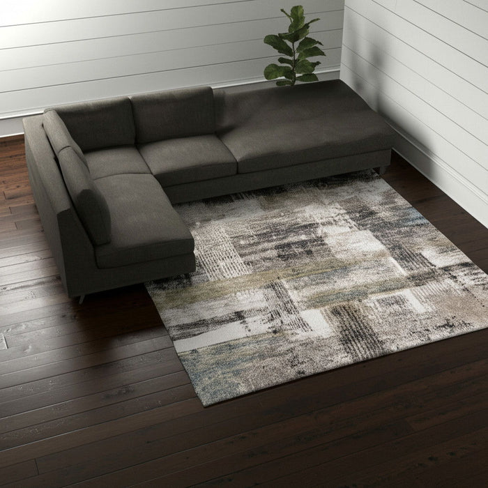 10' X 13' Industrial Abstract Distressed Area Rug - Gray