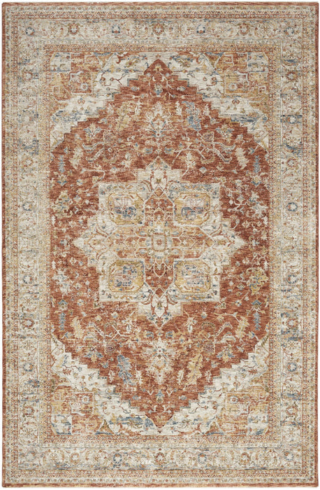 5' X 8' Floral Distressed Area Rug (550337) - Ivory / Brown