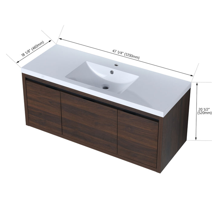 Giga floating bathroom vanity with resin sink and soft-close doors, modern storage unit for contemporary bathroom decor