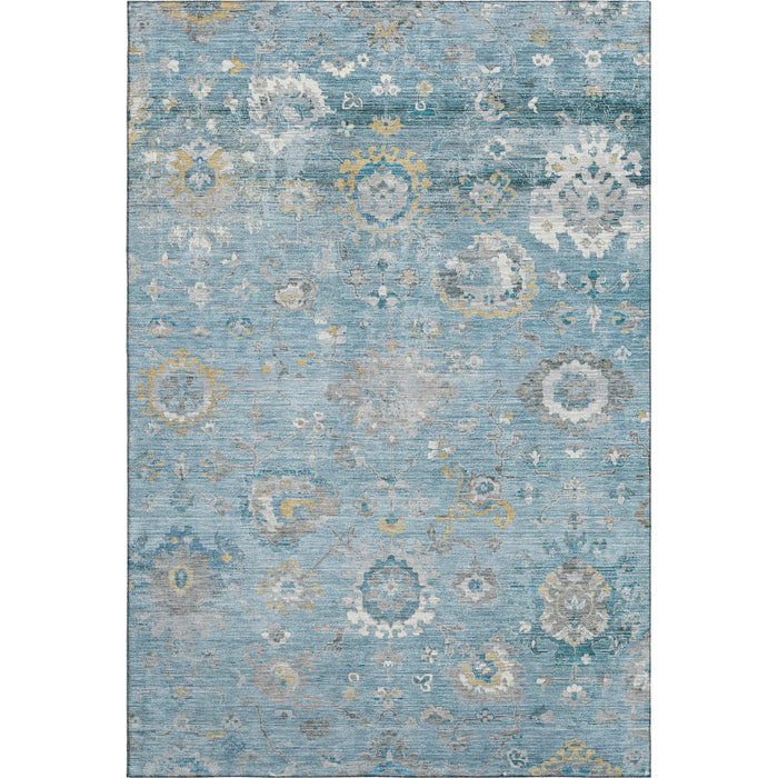 10' X 14' Oriental Washable Area Rug With UV Protection (693282) - Teal / Gold / Ivory