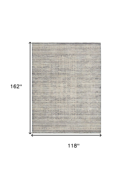 10' X 14' Southwestern Distressed Area Rug With Fringe (546444) - Ivory / Blue