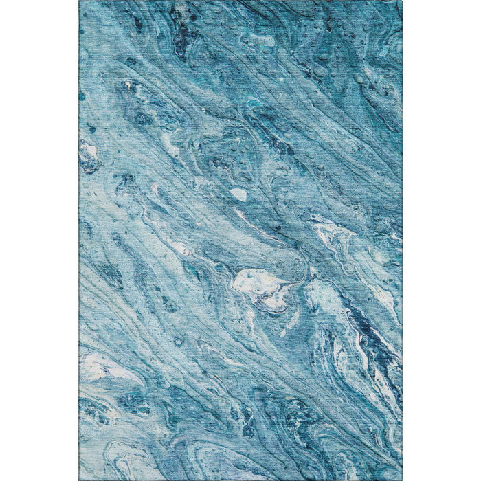 8' X 10' Abstract Washable Area Rug With UV Protection (653462) - Sky Blue / Ivory