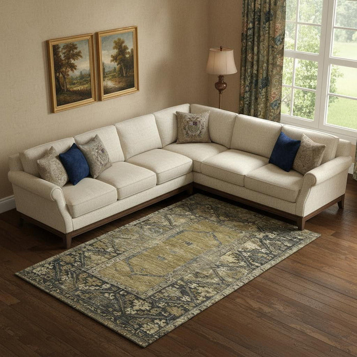 10' X 14' Oriental Washable Area Rug With UV Protection (699310) - Brown / Charcoal