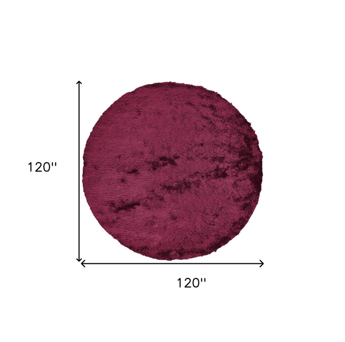 10' Round Shag Tufted Handmade Area Rug - Red And Purple