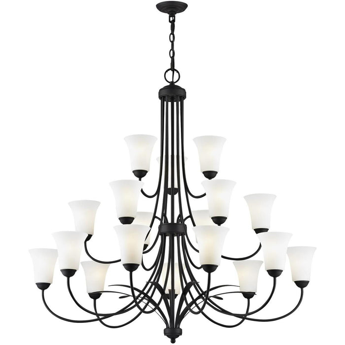 42" Multi Light Dimmable Chandelier With Shades - Black