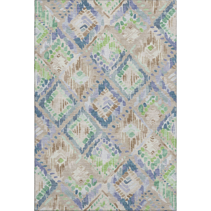 10' X 14' Geometric Washable Area Rug With UV Protection (693000) - Beige / Green / Blue