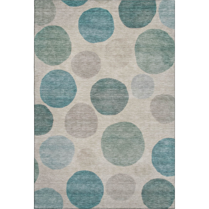 10' X 14' Geometric Washable Area Rug With UV Protection (716845) - Teal / Ivory