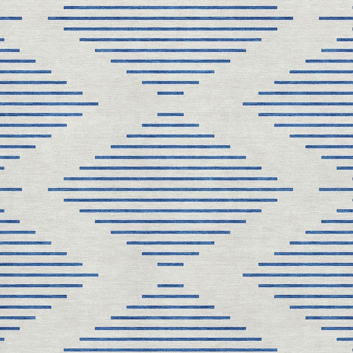 10' X 14' Geometric Washable Area Rug With UV Protection (679828) - Ivory / Navy Blue