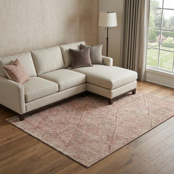 10' X 14' Moroccan Washable Area Rug With UV Protection (686789) - Pink / Beige