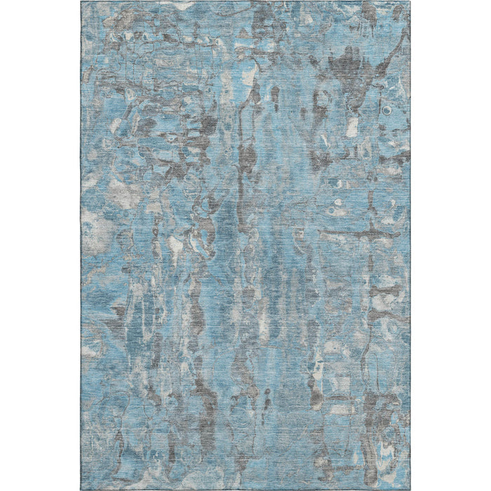 10' X 14' Abstract Washable Area Rug With UV Protection (718508) - Denim Blue / Gray