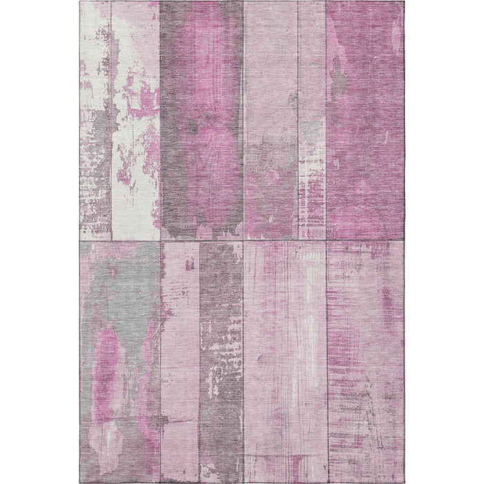 10' X 14' Geometric Washable Area Rug With UV Protection (706553) - Pink / Gray