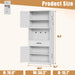 White Giga accent kitchen pantry cabinet with adjustable shelves, drawers, hooks, and large countertop for organized storage.