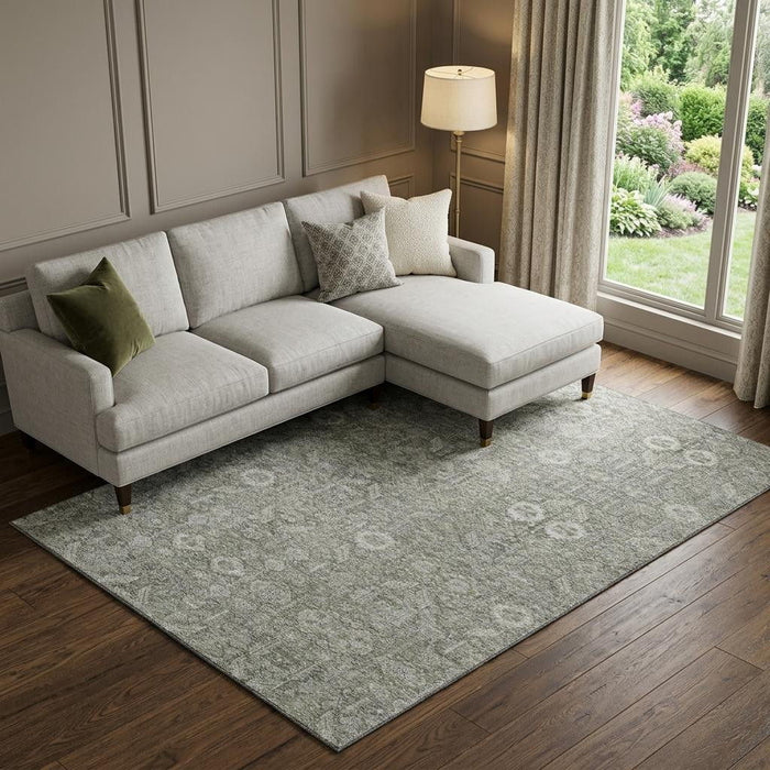 9' X 12' Tribal Washable Area Rug With UV Protection (649869) - Gray / Ivory