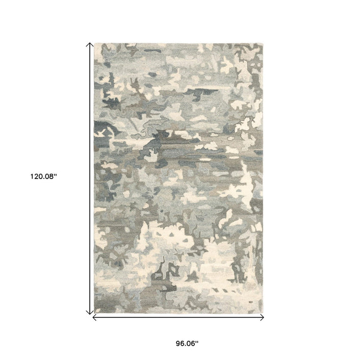 8' X 10' Wool Abstract Hand Tufted Area Rug - Gray And Charcoal
