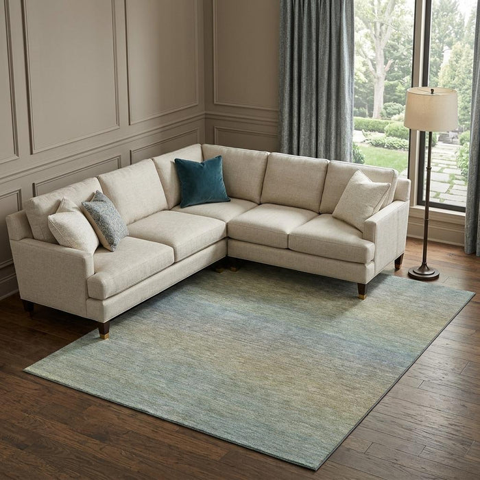 10' X 14' Striped Washable Area Rug With UV Protection (692775) - Blue / Beige / Taupe