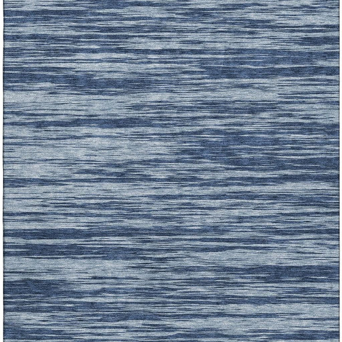 10' X 14' Striped Washable Area Rug With UV Protection (675576) - Blue / Ivory