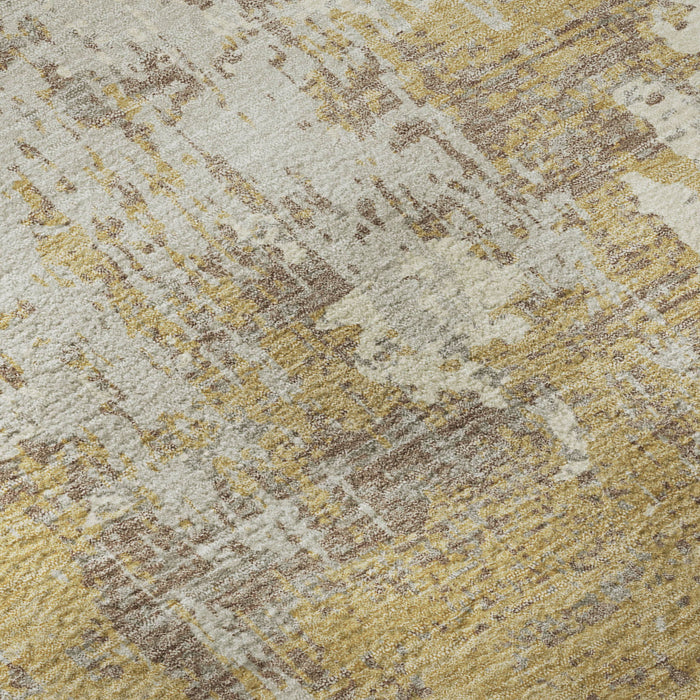 10' X 14' Abstract Washable Area Rug With UV Protection (679126) - Gold / Taupe / Beige