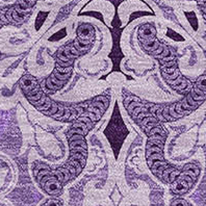 10' X 14' Medallion Washable Area Rug Polyester With UV Protection - Purple And Ivory