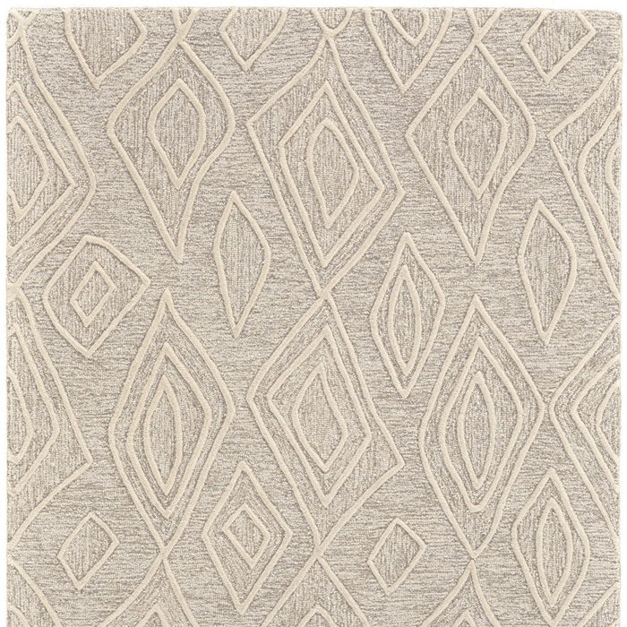 8' x 11' Wool Geometric Tufted Handmade Stain Resistant Area Rug - Tan And Ivory