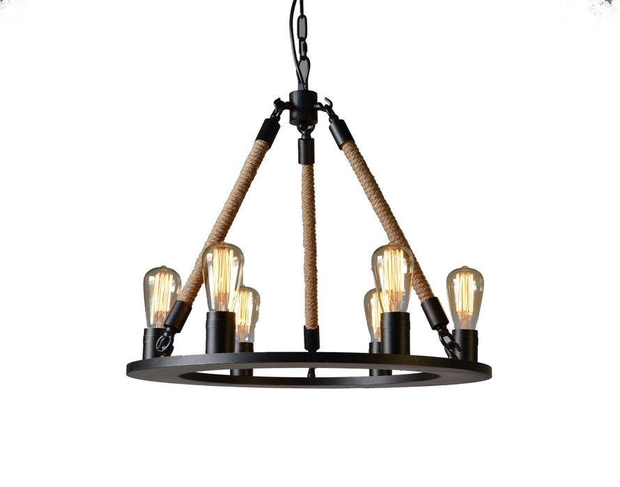 Unique Statement Six Light Metal Chandelier - Brown / Black