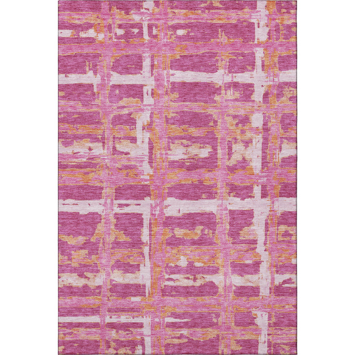 9' X 12' Transitional Striped Washable Area Rug With UV Protection - Blush