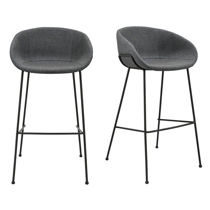 Steel Low Back Bar Height Bar Chairs (Set of 2) - Gray And Black