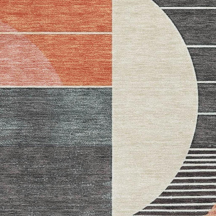 10' X 14' Geometric Washable Area Rug With UV Protection (697416) - Gray / Blue / Orange