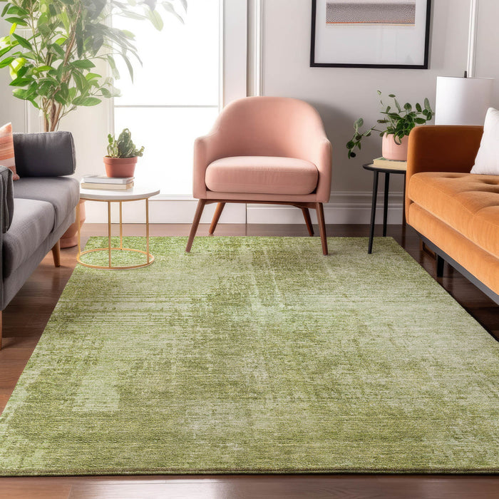 9' X 12' Abstract Washable Area Rug With UV Protection - Sage And Ivory