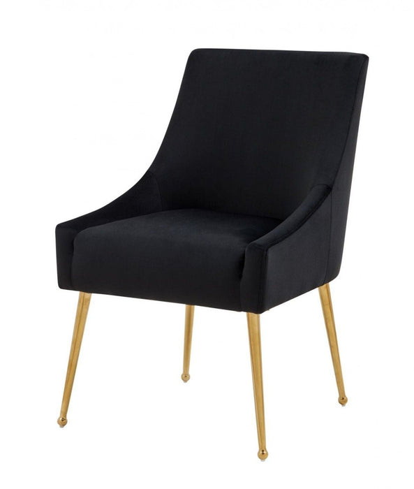 Upholstered Velvet Wing Back Dining Arm Chairs (Set of 2) - Black