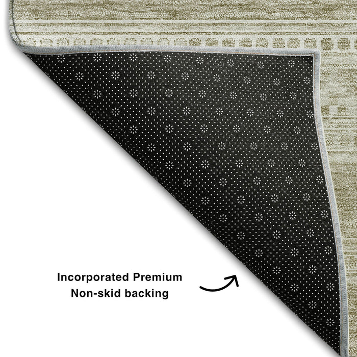 8' X 10' Southwestern Washable Area Rug With UV Protection (657423) - Khaki / Ivory