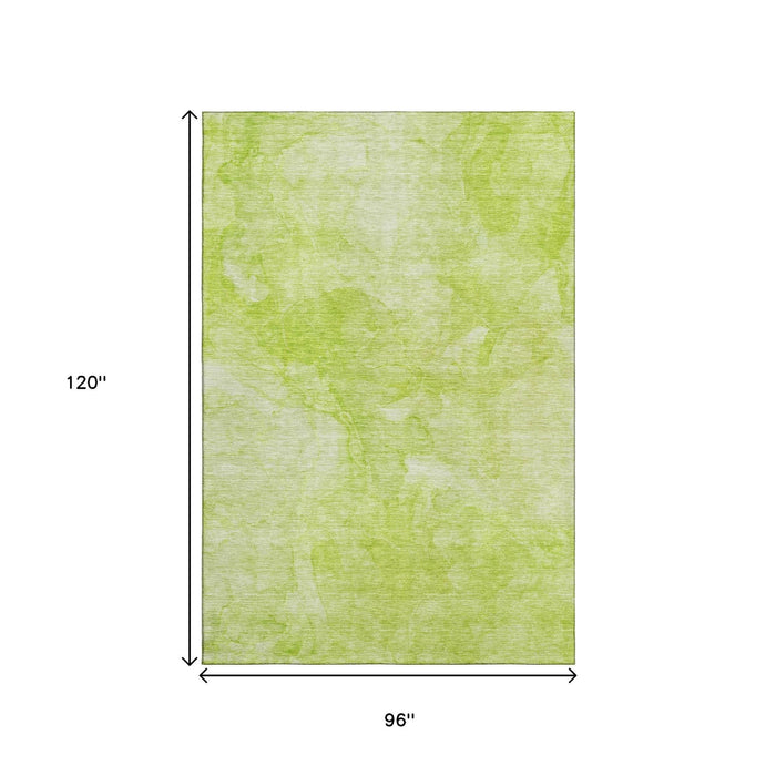 8' X 10' Abstract Washable Area Rug With UV Protection (656278) - Artichoke Green / Ivory