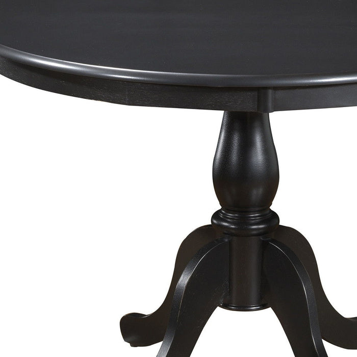 42" Rounded Solid Manufactured Wood And Solid Wood Pedestal Base Dining Table - Black