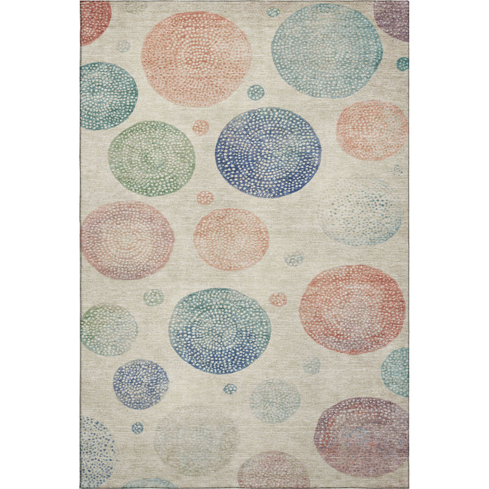 10' X 14' Geometric Washable Area Rug With UV Protection (707377) - Ivory / Blue / Peach