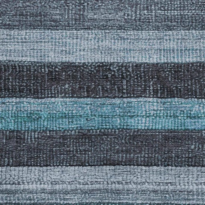 10' X 14' Striped Washable Area Rug With UV Protection (706223) - Teal / Gray