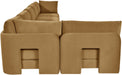 Meridian Furniture Hammond velvet performance fabric 6-piece L-shaped armless sectional sofa with plush upholstery.