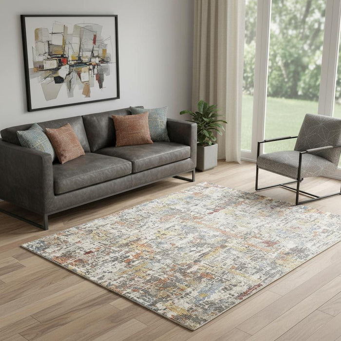 5' X 8' Abstract Hand Woven Area Rug (722110) - Blue / Ivory