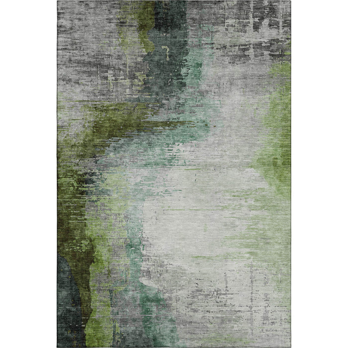 10' X 14' Abstract Washable Area Rug With UV Protection (715621) - Green / Gray
