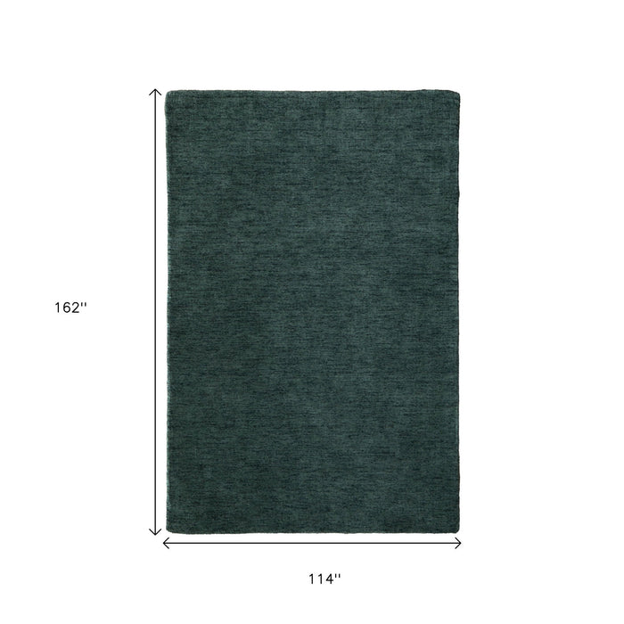 9' X 13' Hand Woven Area Rug, Wool Blend - Green