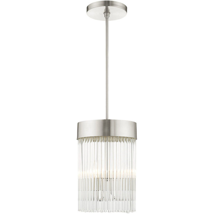 24" Three Light Dimmable Chandelier With Shades - Nickel