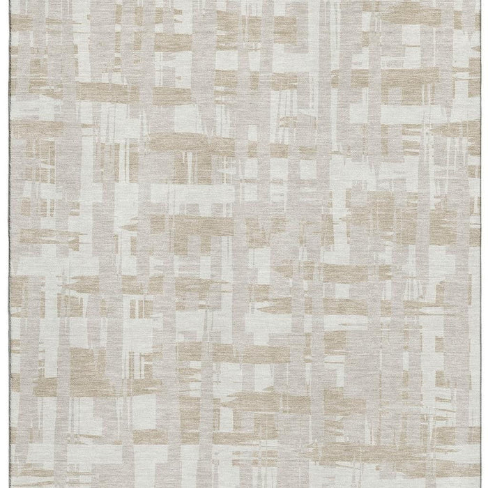 10' X 14' Striped Washable Area Rug With UV Protection (705683) - Ivory / Tan