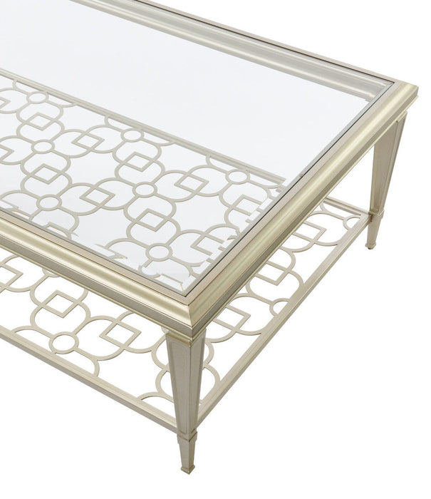 Glass Steel Coffee Table - Clear / Champagne
