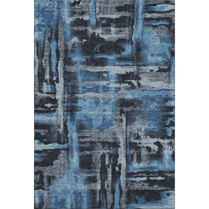10' X 14' Abstract Washable Area Rug With UV Protection (714619) - Black / Blue
