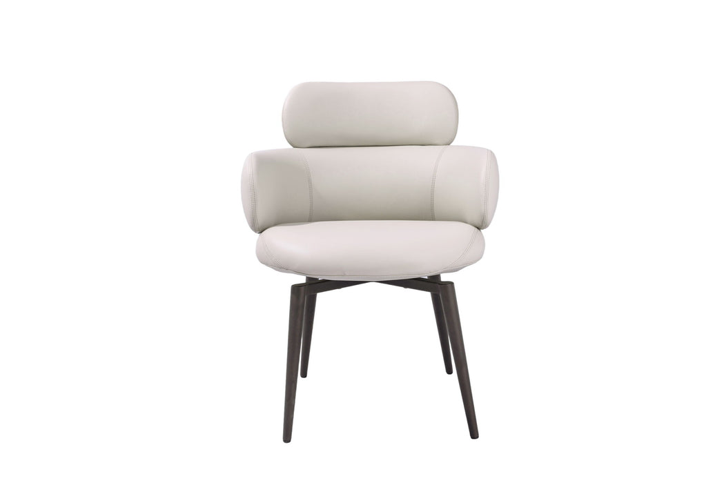 Faux Leather Metal Dining Arm Chair - Light Gray / Black