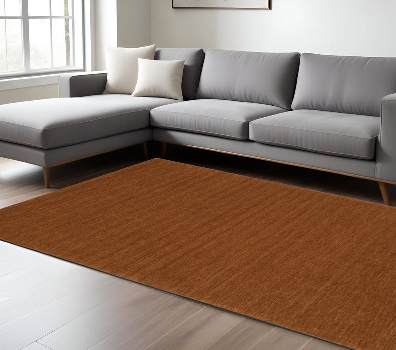 8' X 10' Casual Wool Hand Tufted Area Rug - Rust