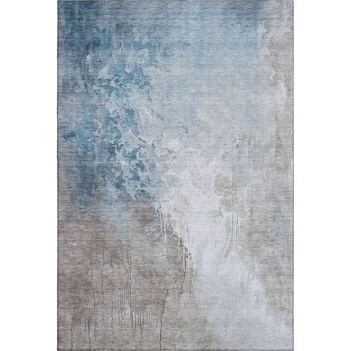 10' X 14' Abstract Washable Area Rug With UV Protection (705467) - Denim Blue / Gray / Ivory