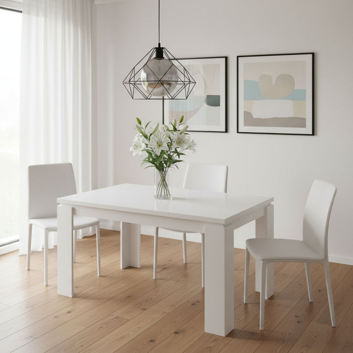 140" Solid Wood Dining Table - White