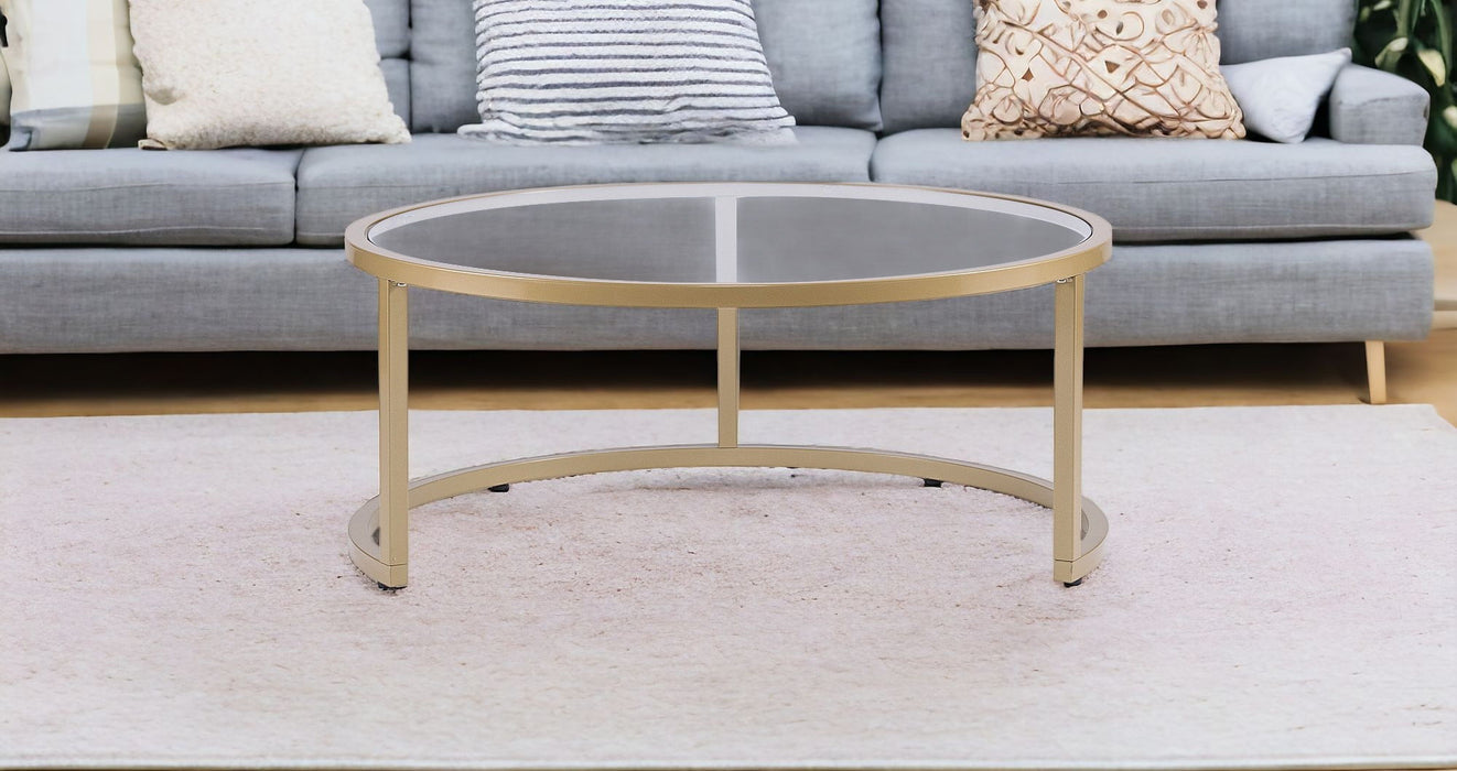 Glass Round Nested Coffee Tables (Set of 2) - Gold