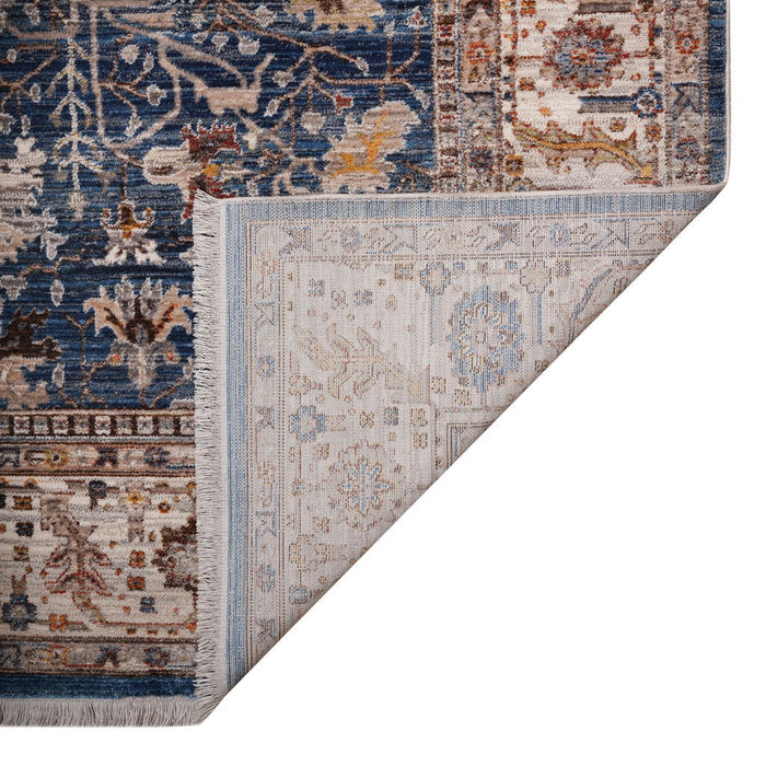 9' X 13' Oriental Area Rug With Fringe - Navy Blue