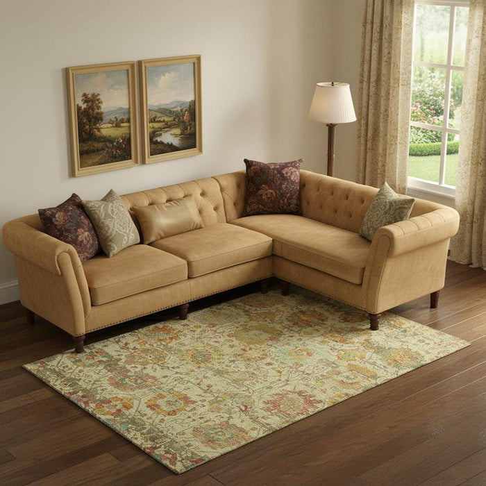 10' X 14' Oriental Washable Area Rug With UV Protection (699508) - Gold / Wheat / Green